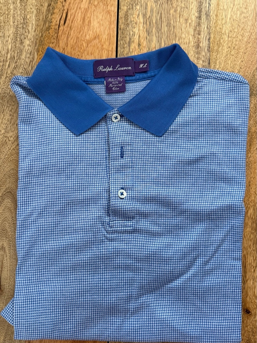 Ralph Lauren Purple Label Royal Blue & Light Blue Micro-Check Polo